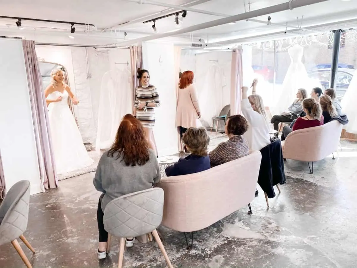 A bride checking her wedding dress arrival date