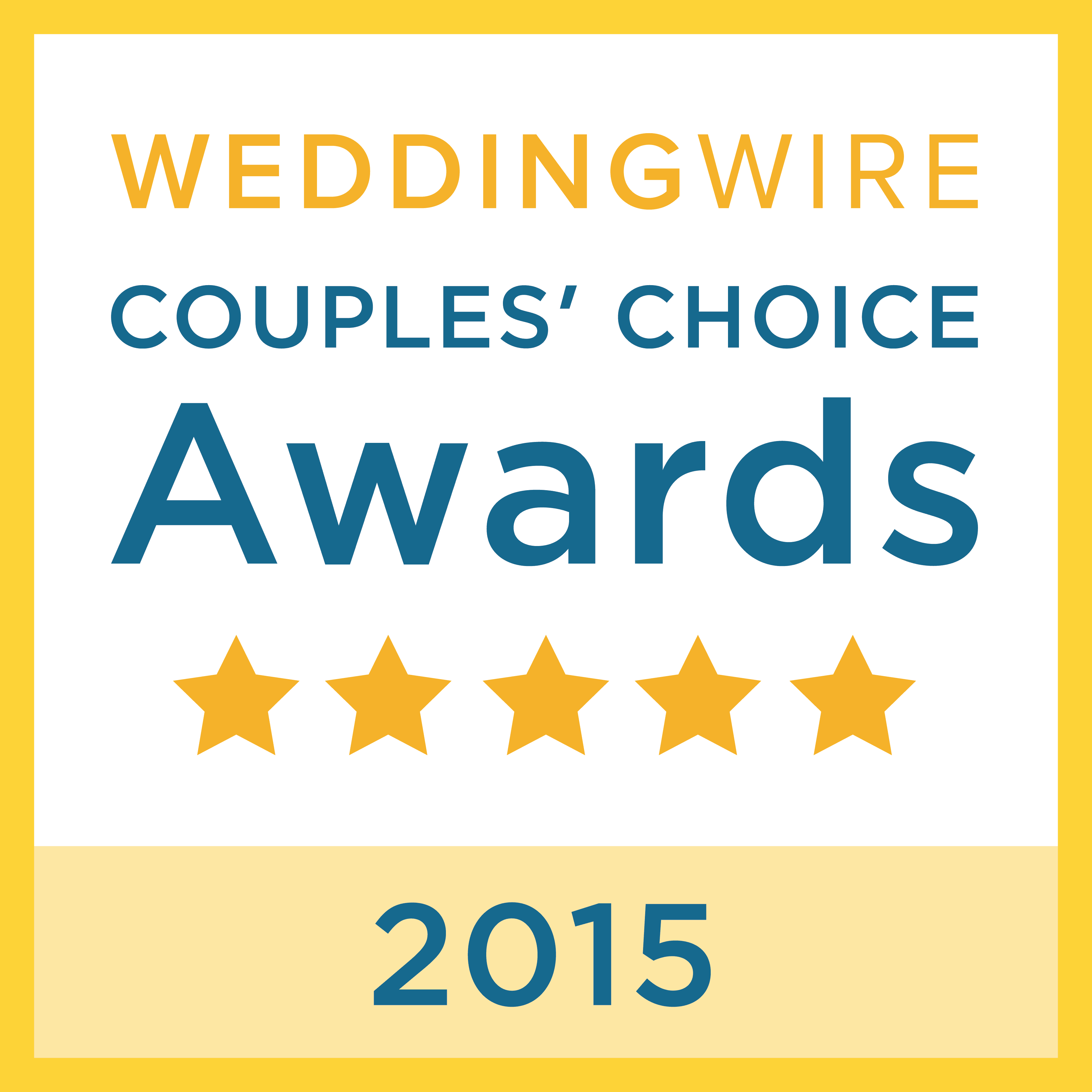 Yippee! We won WeddingWire Best 2015