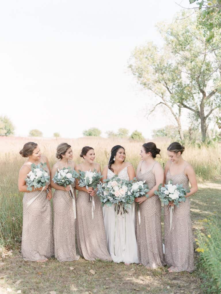 A bride and her bridesmaids