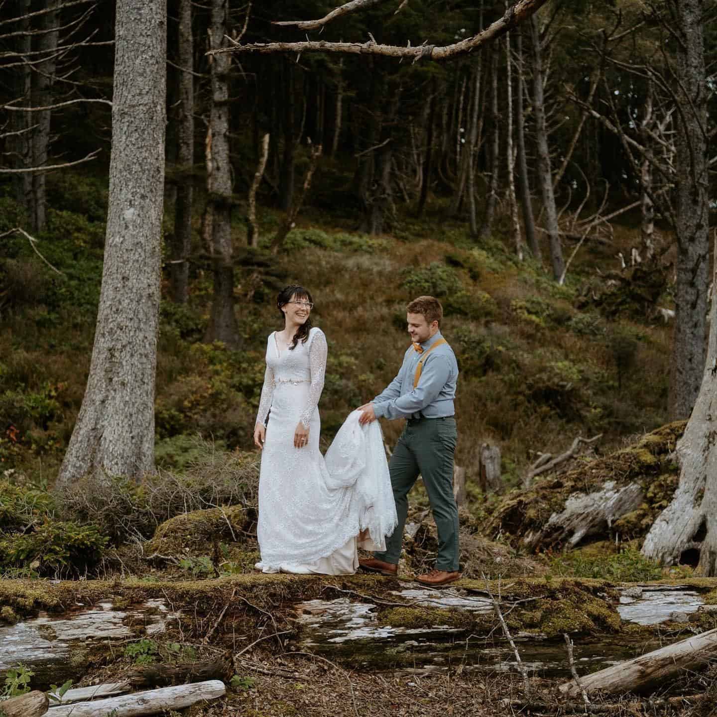 Groom holding Train