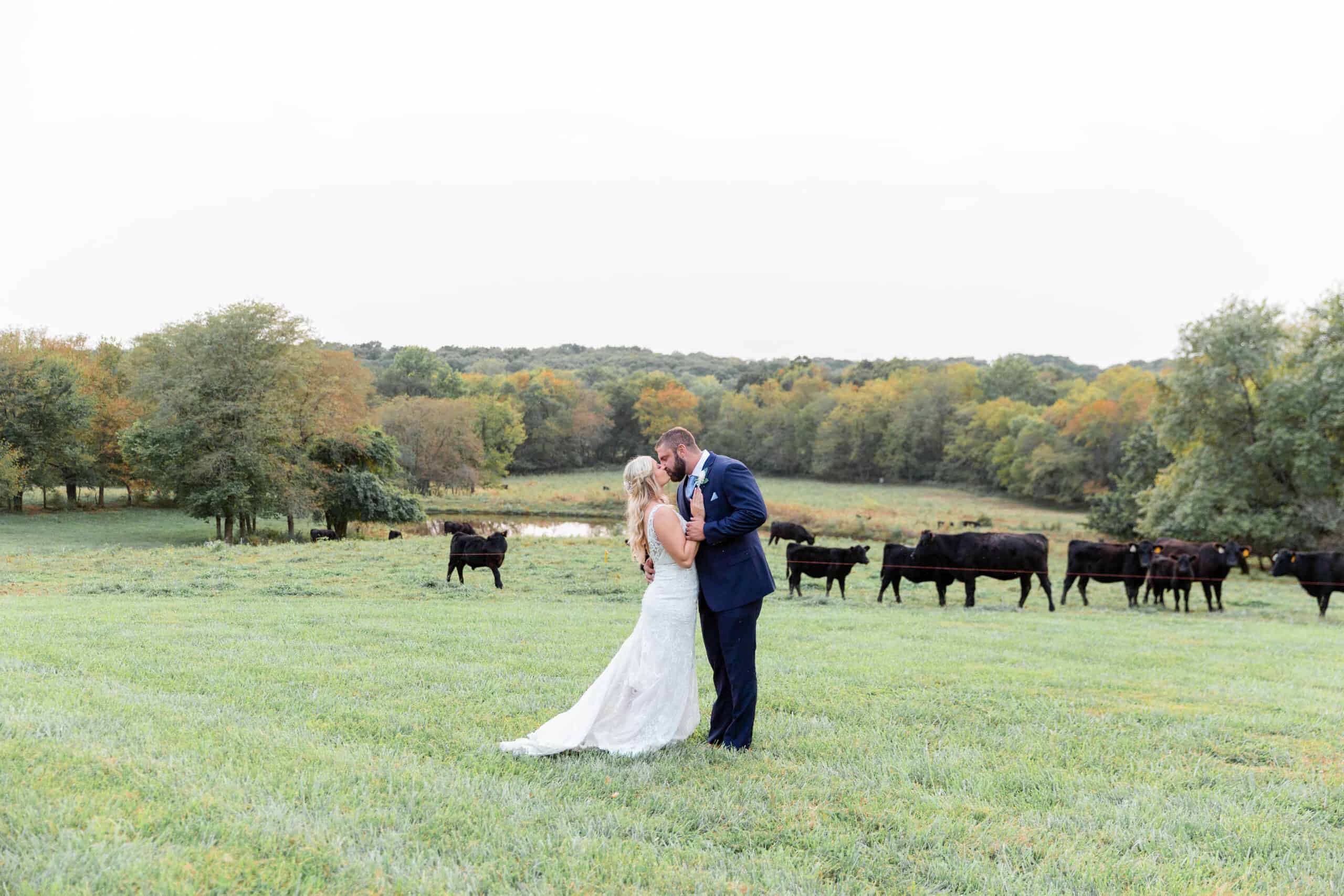 Couple Kissing in a Pasture