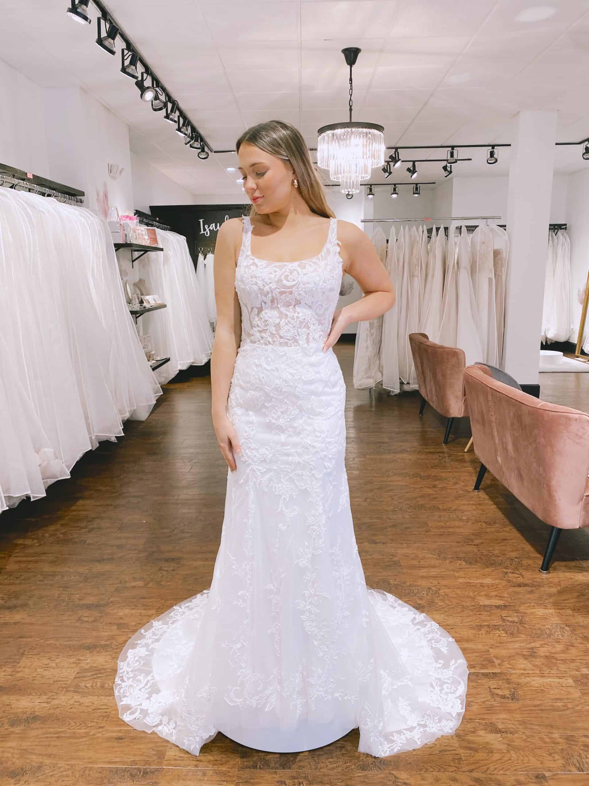 square neck bridal gown