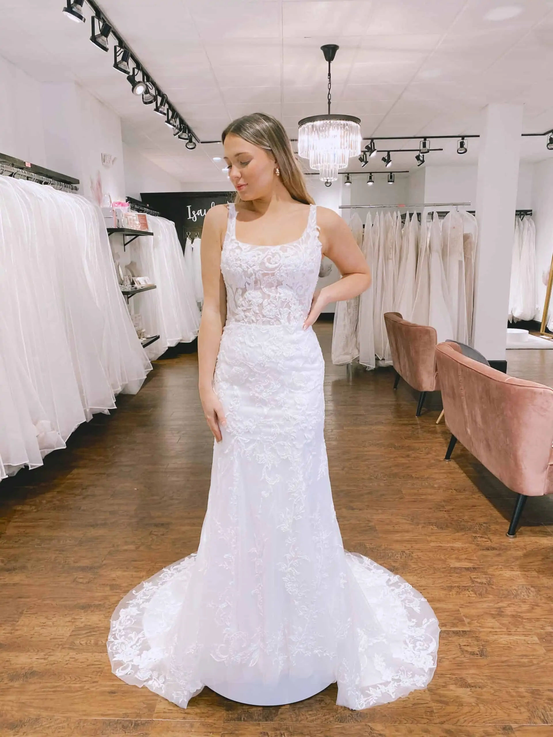 square neck bridal gown