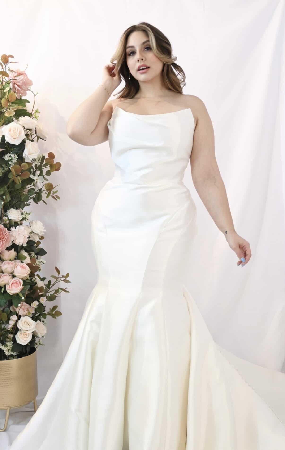 Savvy Bridal Satin Fitted Wedding Dress - Carmen