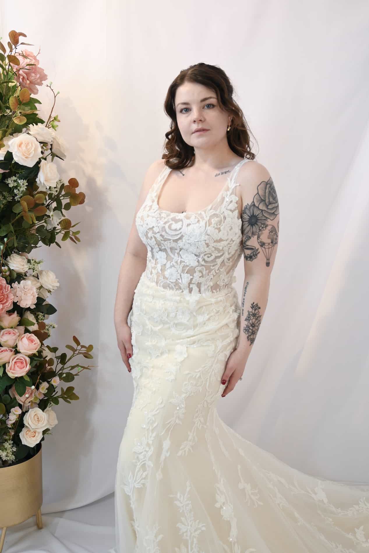 Savvy Bridal Scoop Neck Romantic beaded lace wedding dress -Portland