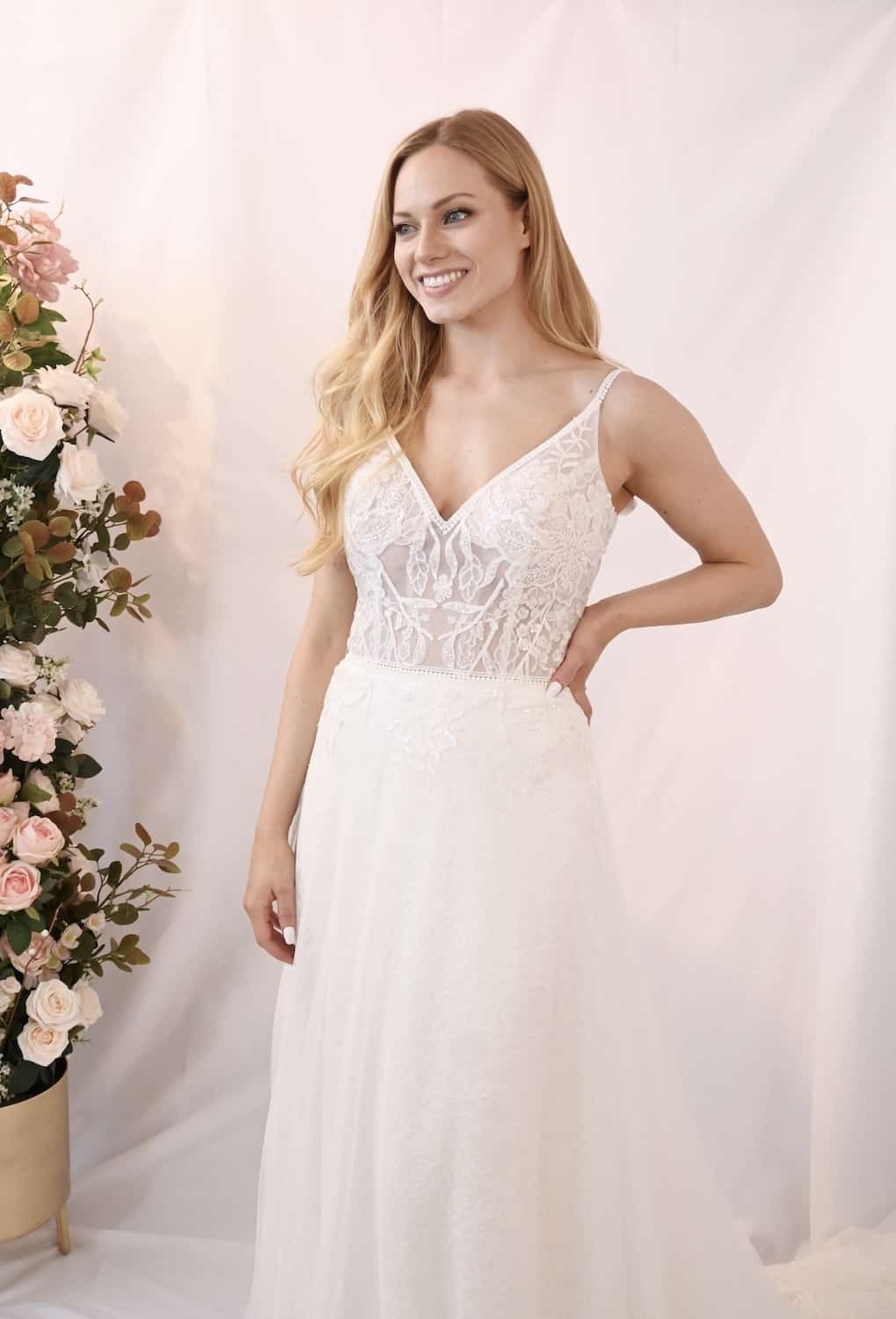 Savvy Bridal A-Line Romantic floral lace A-Line skirt wedding dress -June