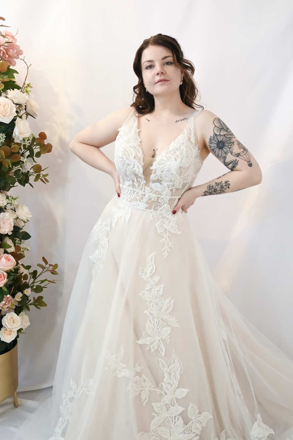 Savvy Bridal A-Line Romantic floral lace wedding dress - Arden