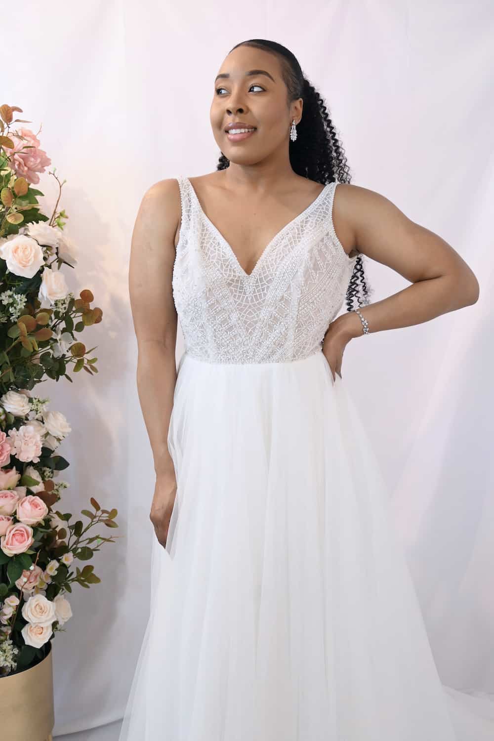 Savvy Bridal Curvy A-Line skirt beaded bodice wedding dress - Kelly