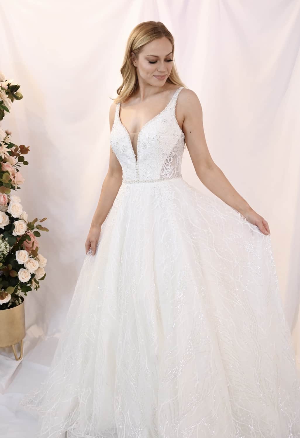 Savvy Bridal Royal Elegant Modern Sparkle and Beaded Ballgown Wedding Dress - Arenndel