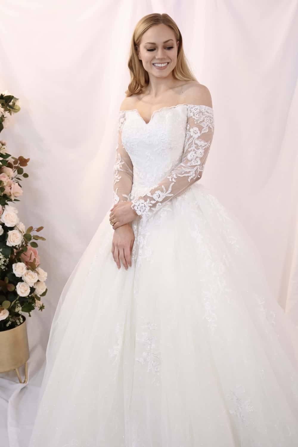 Savvy Bridal Royal Elegant Couture Beaded Lace Long Sleeve Ballgown Wedding Dress - Sigrid