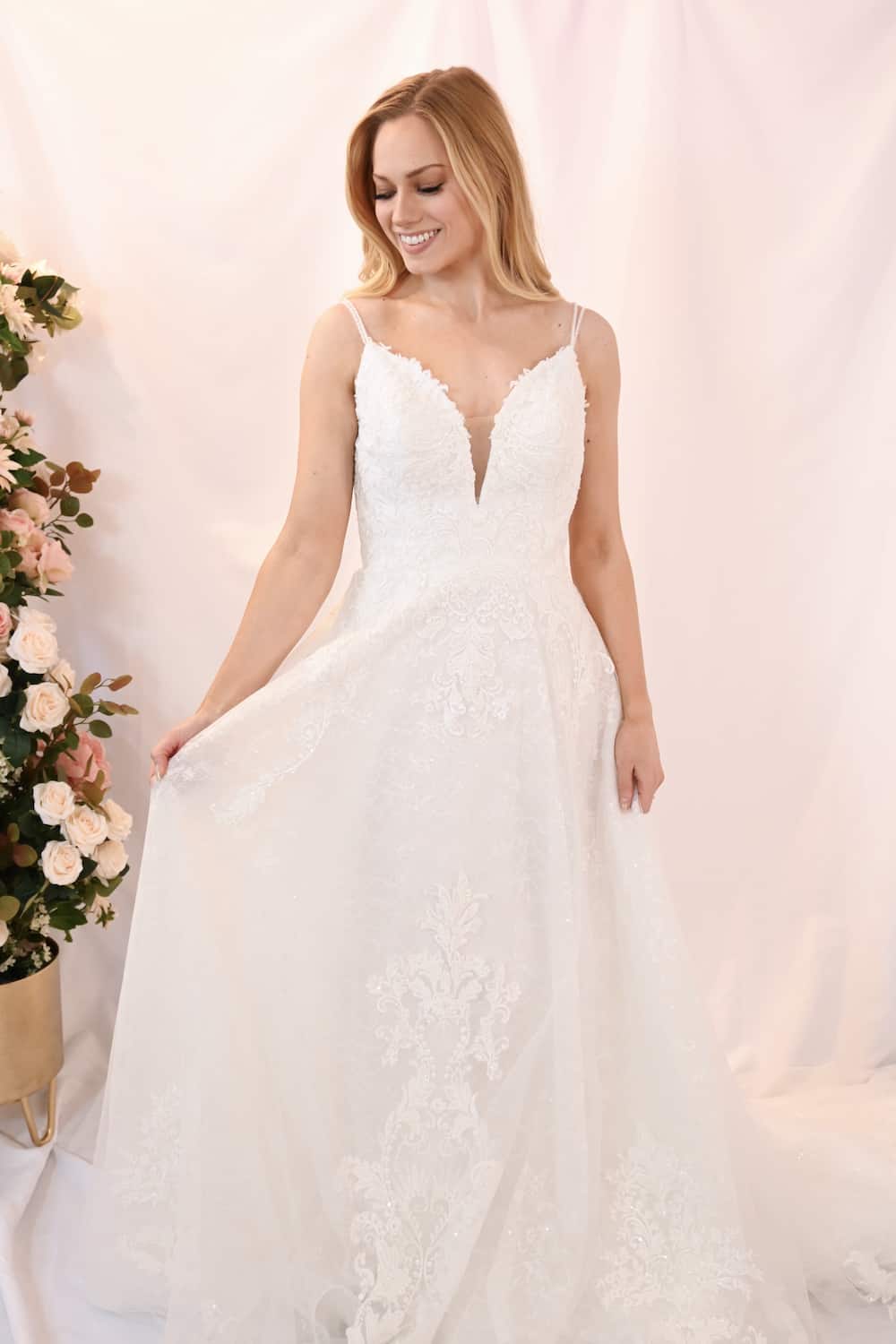 Savvy Bridal Rustic Elegant lace a-line sparkle Wedding Dress - Kacey