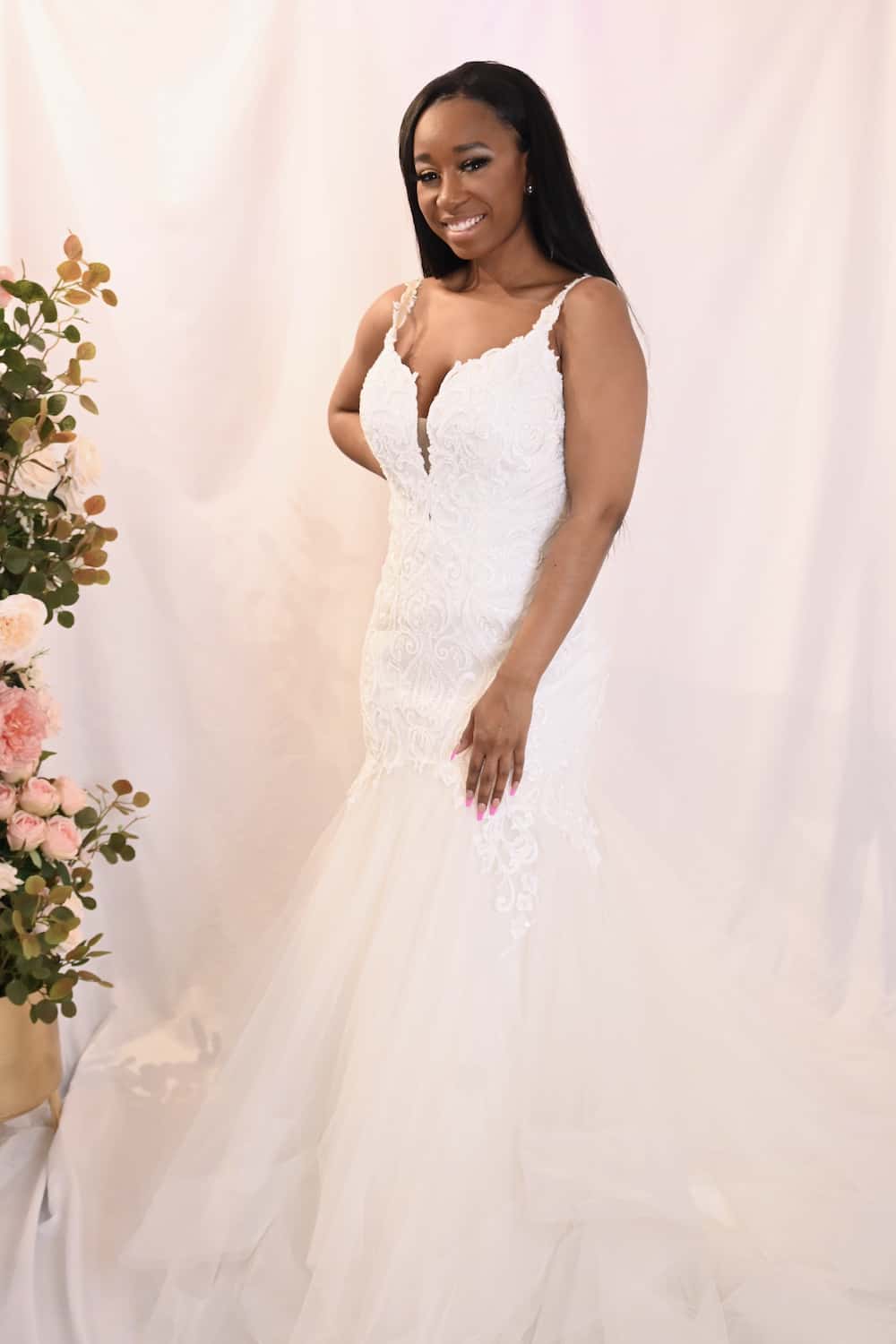 Savvy Bridal tulle beaded romantic lace mermaid Wedding Dress - Keilani