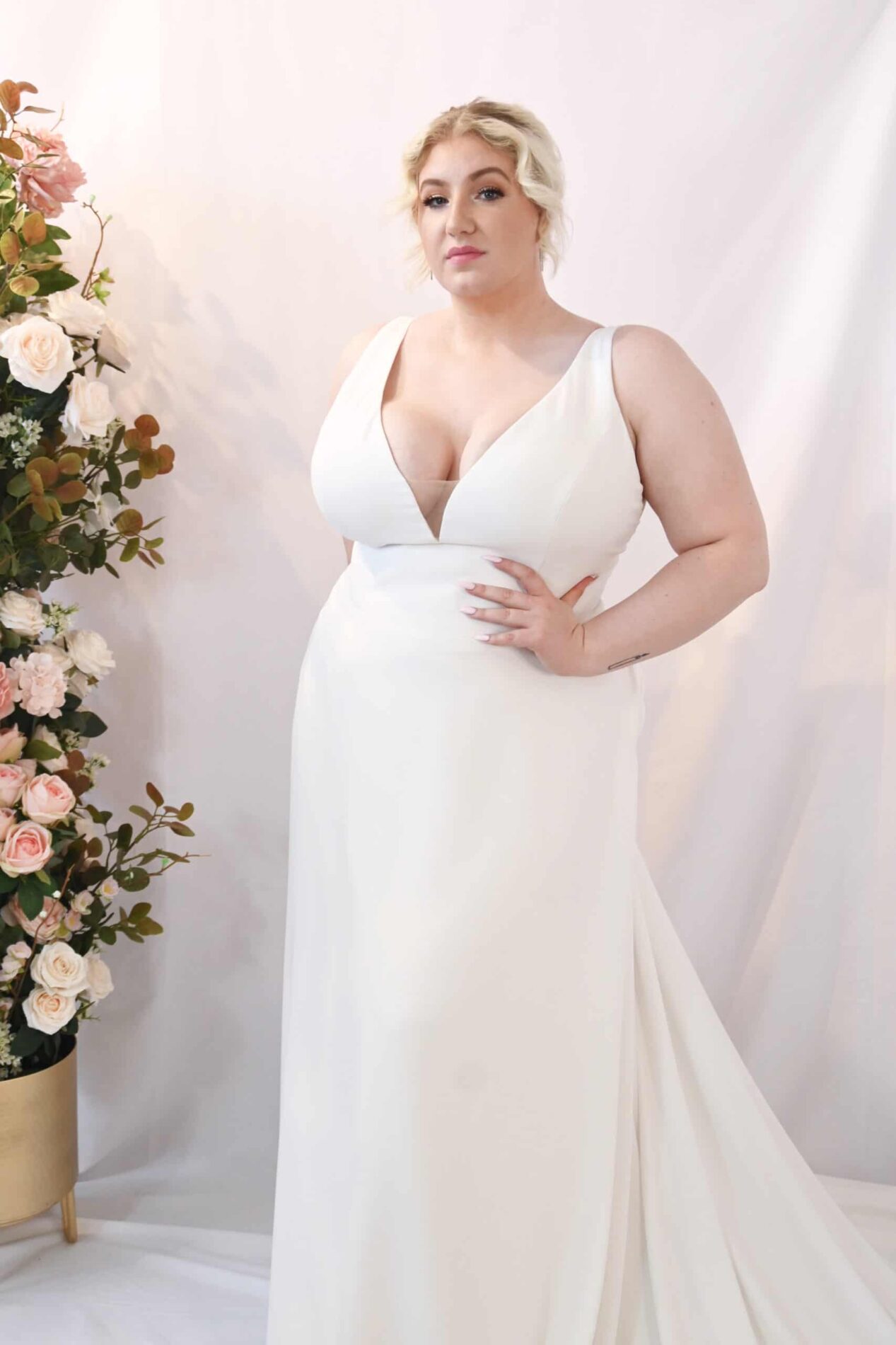 Savvy Bridal Curvy Crepe Smooth A-Line Wedding Dress - LV3060