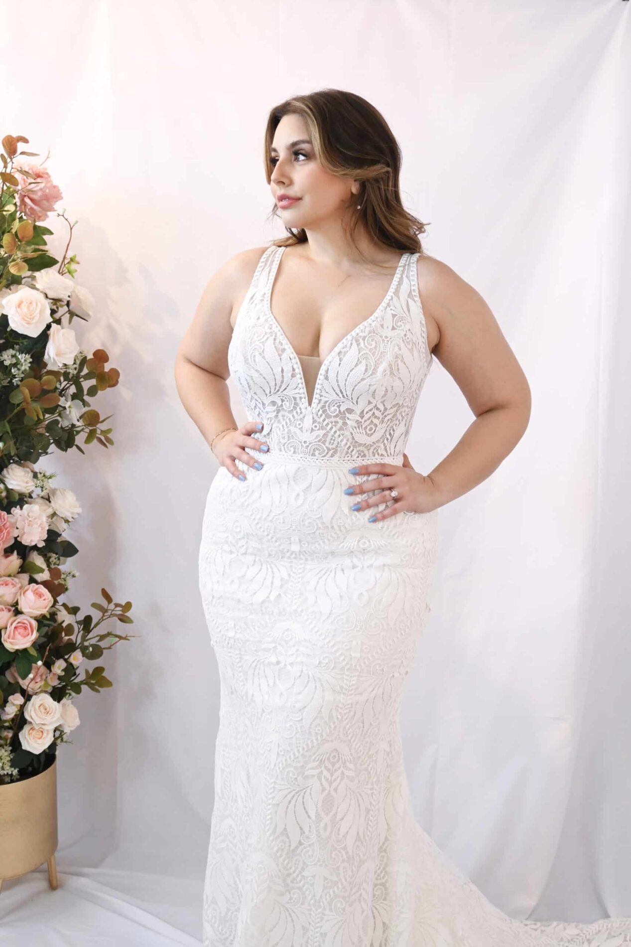 Savvy Bridal Curvy Boho Lace Fitted Wedding Dress - Sidney
