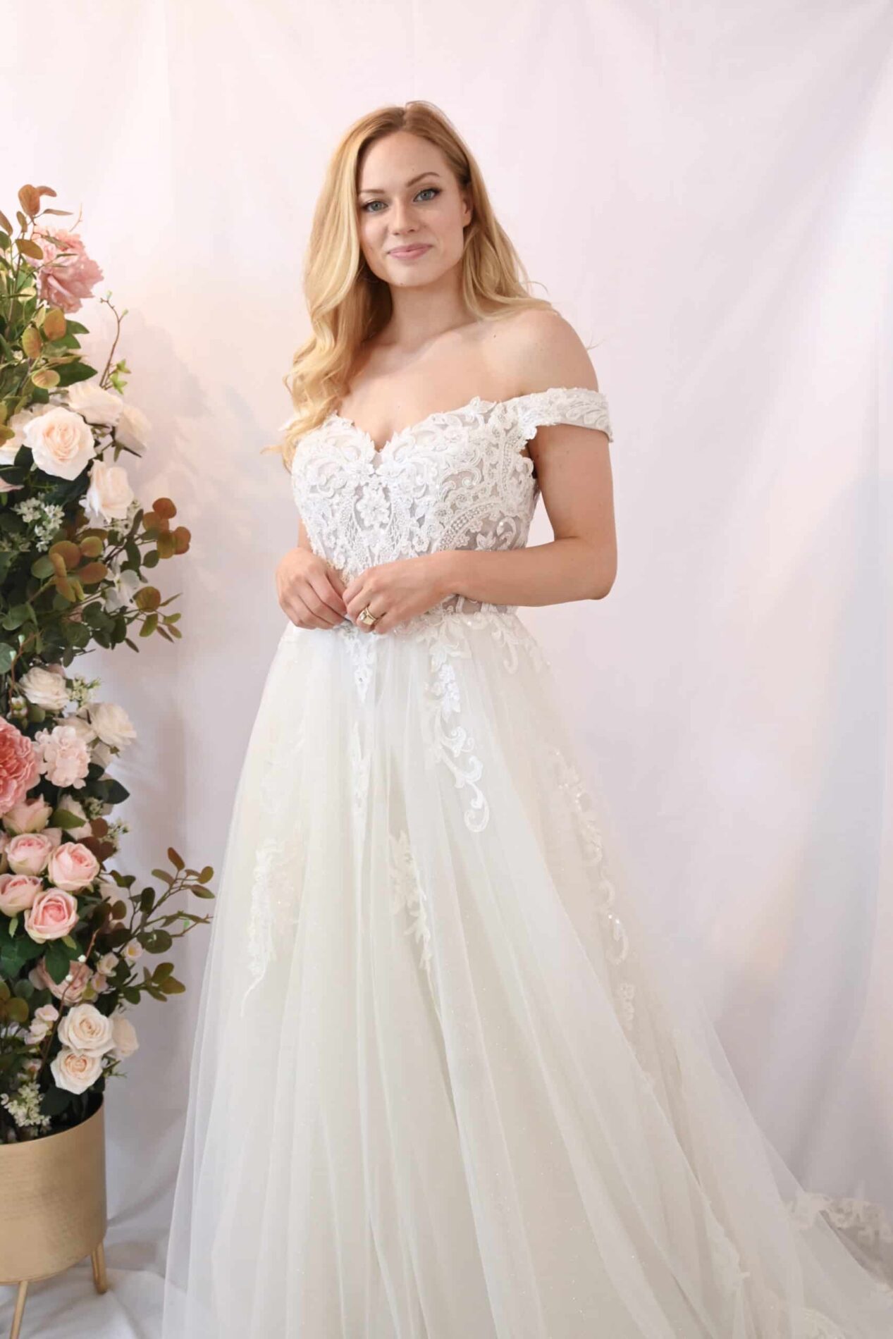 Savvy Bridal, Beaded Romantic Detail Lace A-Line Skirt Wedding Dress -Chanel