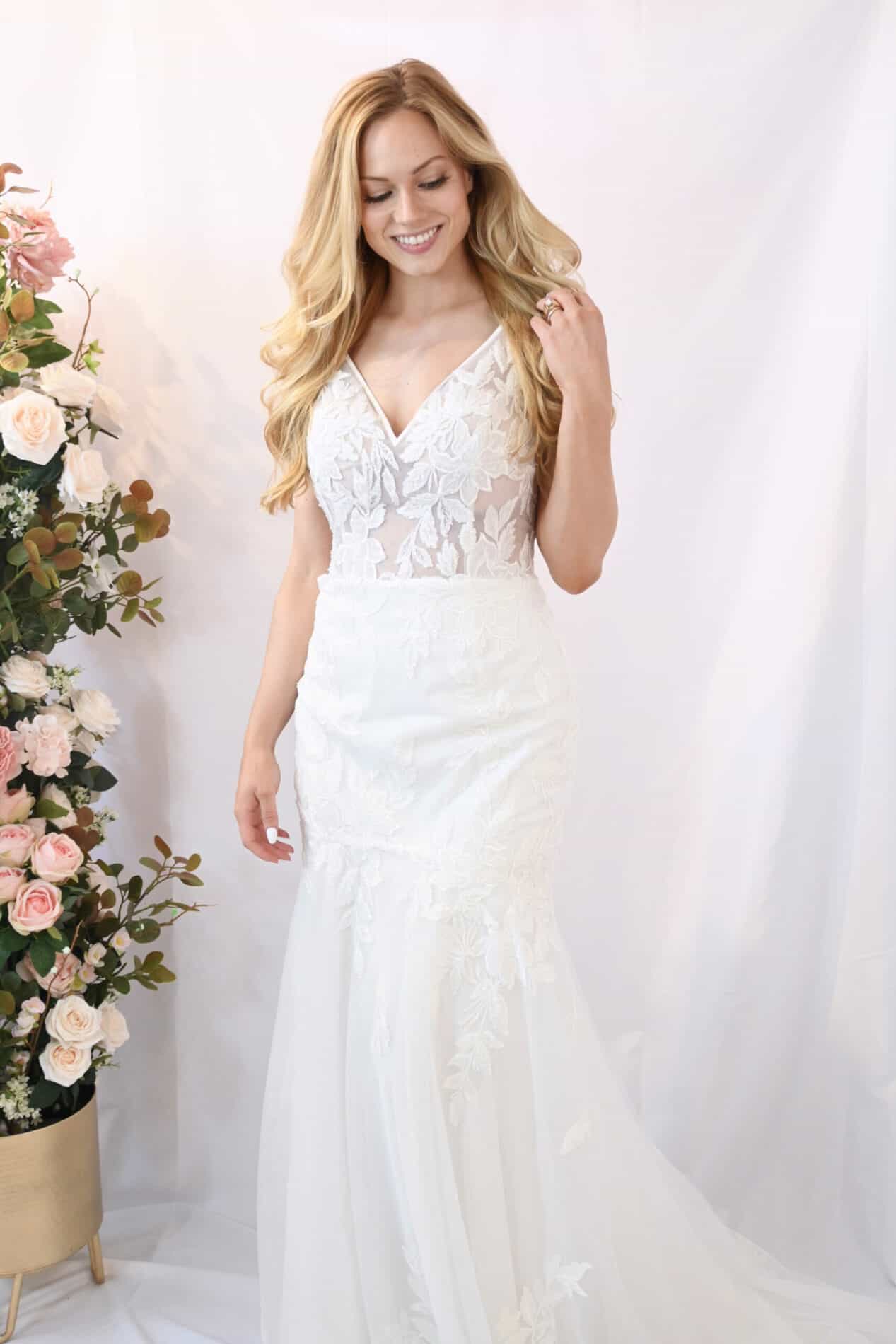 Savvy Bridal Detailed Modern Lace Fitted Wedding Dress - Seattle