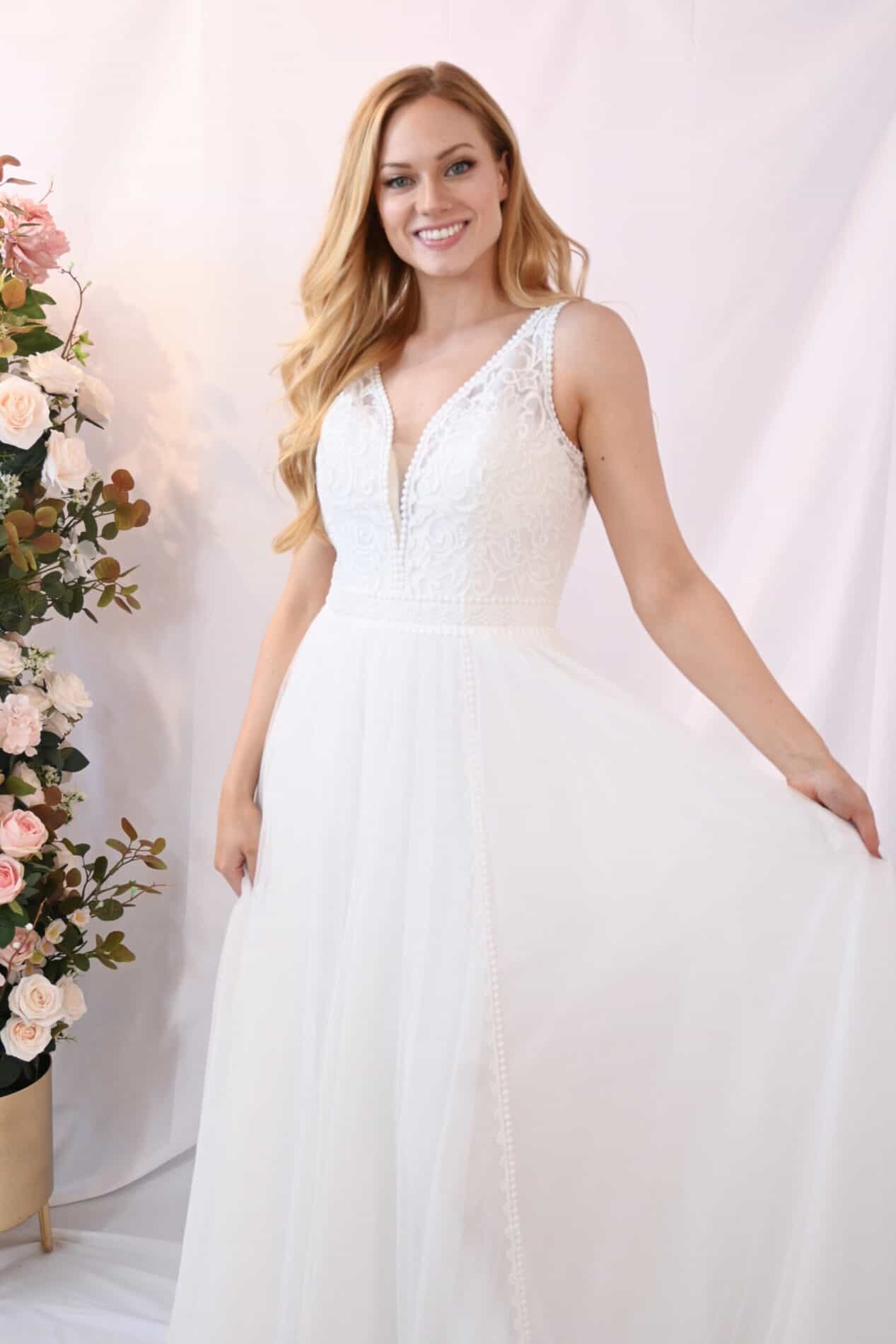 Savvy Bridal Romantic Simple A-Line Skirt Wedding Dress - Brielle