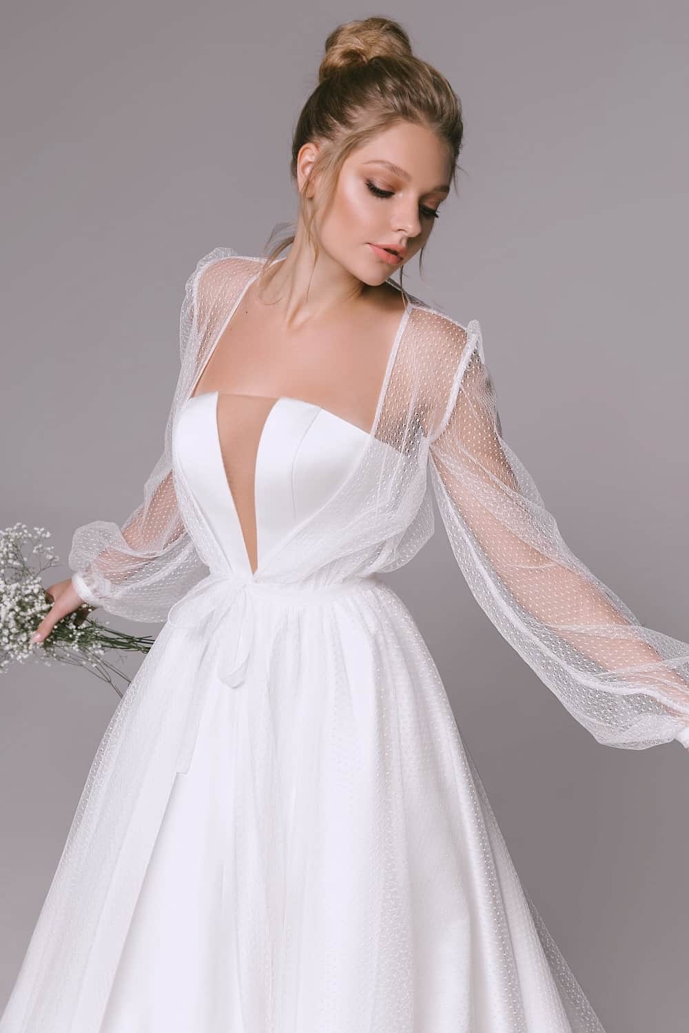 Savvy Bridal Eva Lendel Aria Strapless Detailed Wedding Gown with over cape