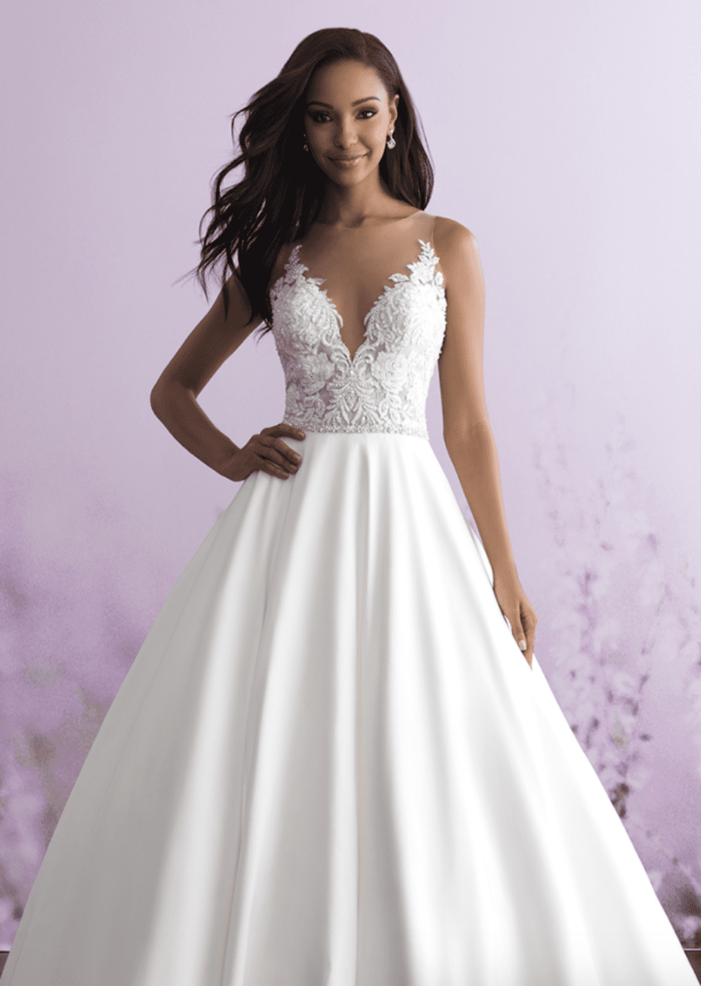 Savvy Bridal Royal Elegant Couture Beaded Illusion Neckline Ballgown Wedding Dress -Ella