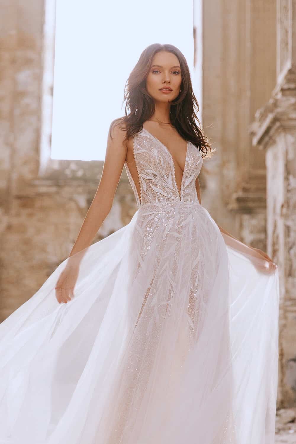 Savvy Bridal Eva Lendel Rebekah Modern Lace Detailed Wedding Gown