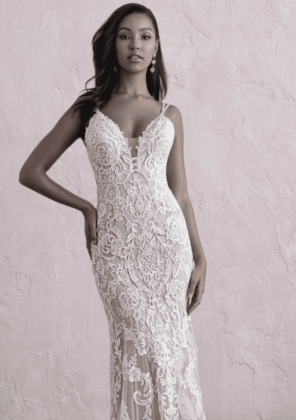 Savvy Bridal fitted lace beaded glam Wedding Dress - Zoe