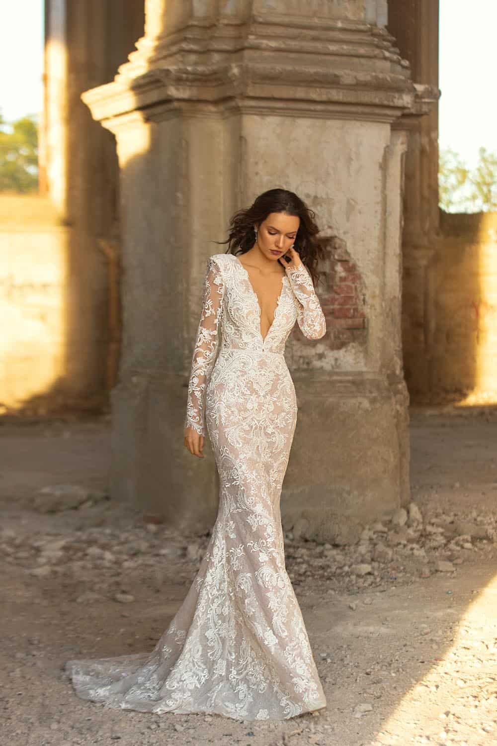 Savvy Bridal Eva Lendel long sleeve lace fitted Wedding Dress - Georgina
