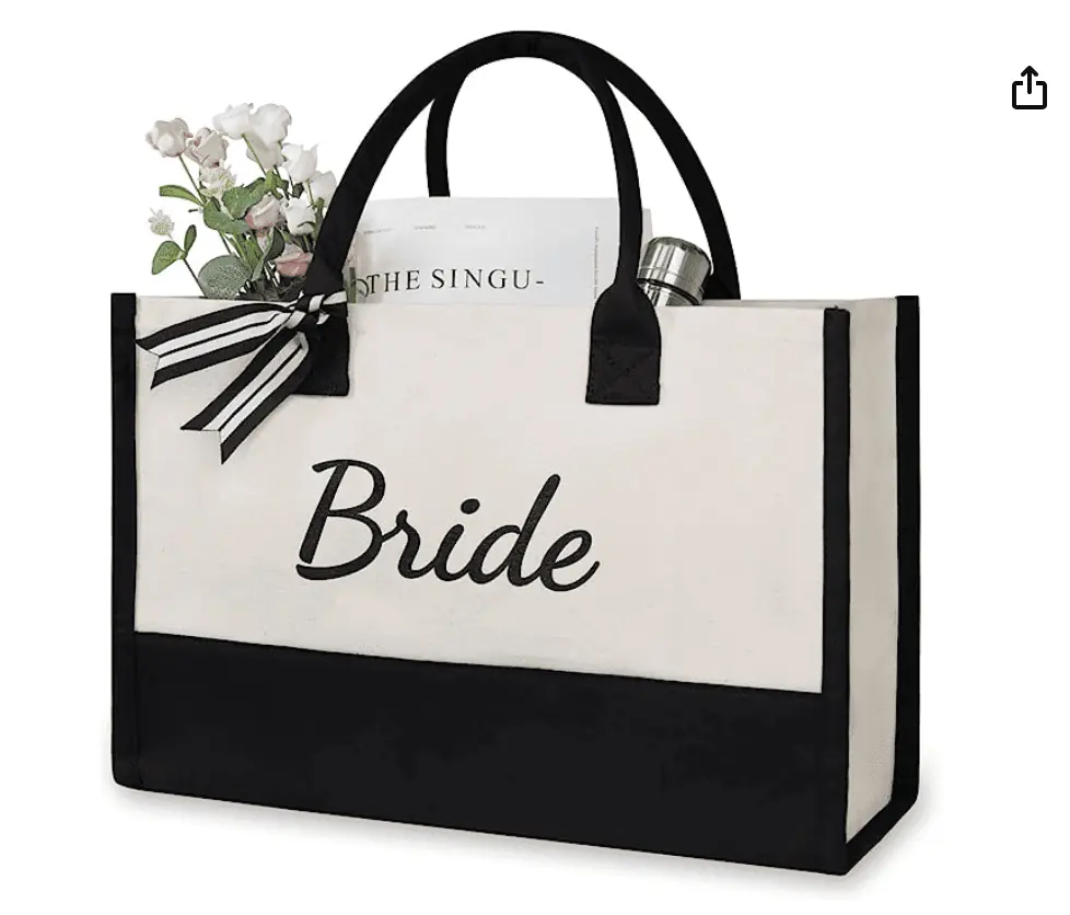 canvas tot bag for bride