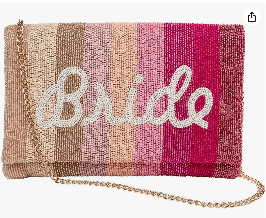 beaded pink bridal purse