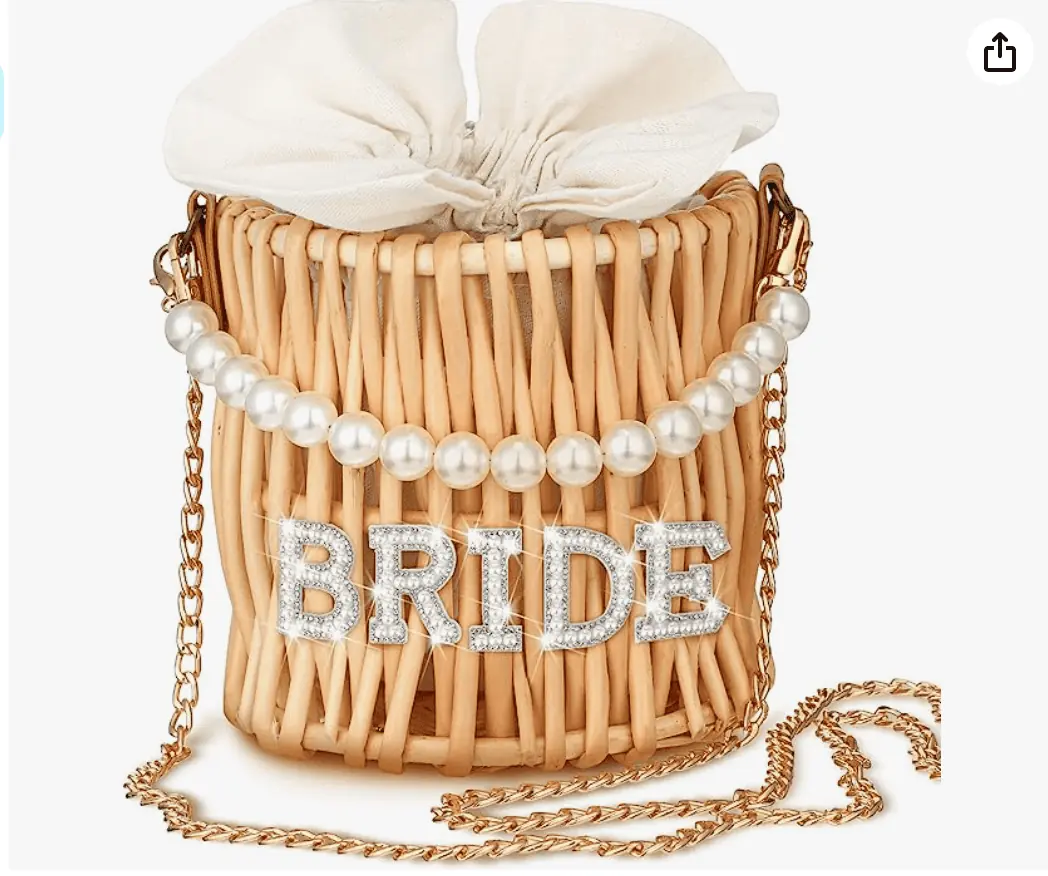 bride straw clutch purse