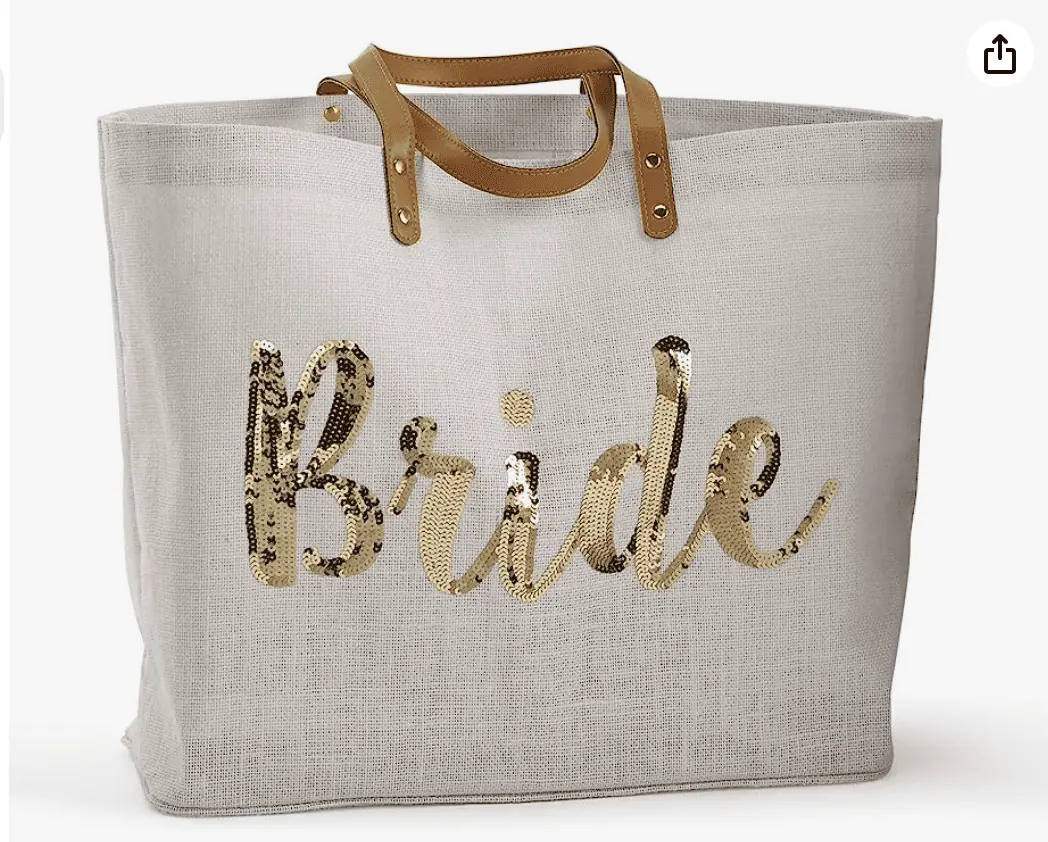 bride gold sequin tote