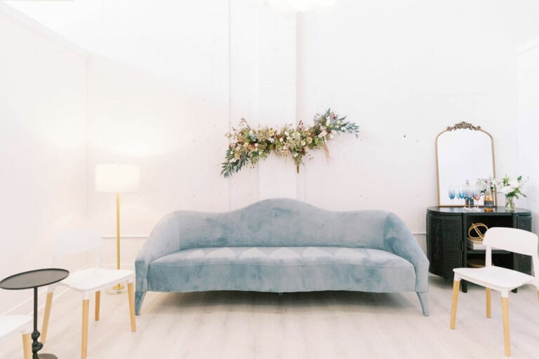 couch at savvy bridal