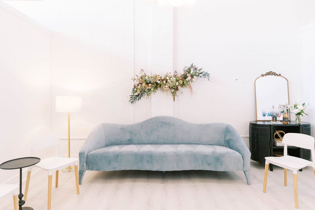 couch at savvy bridal