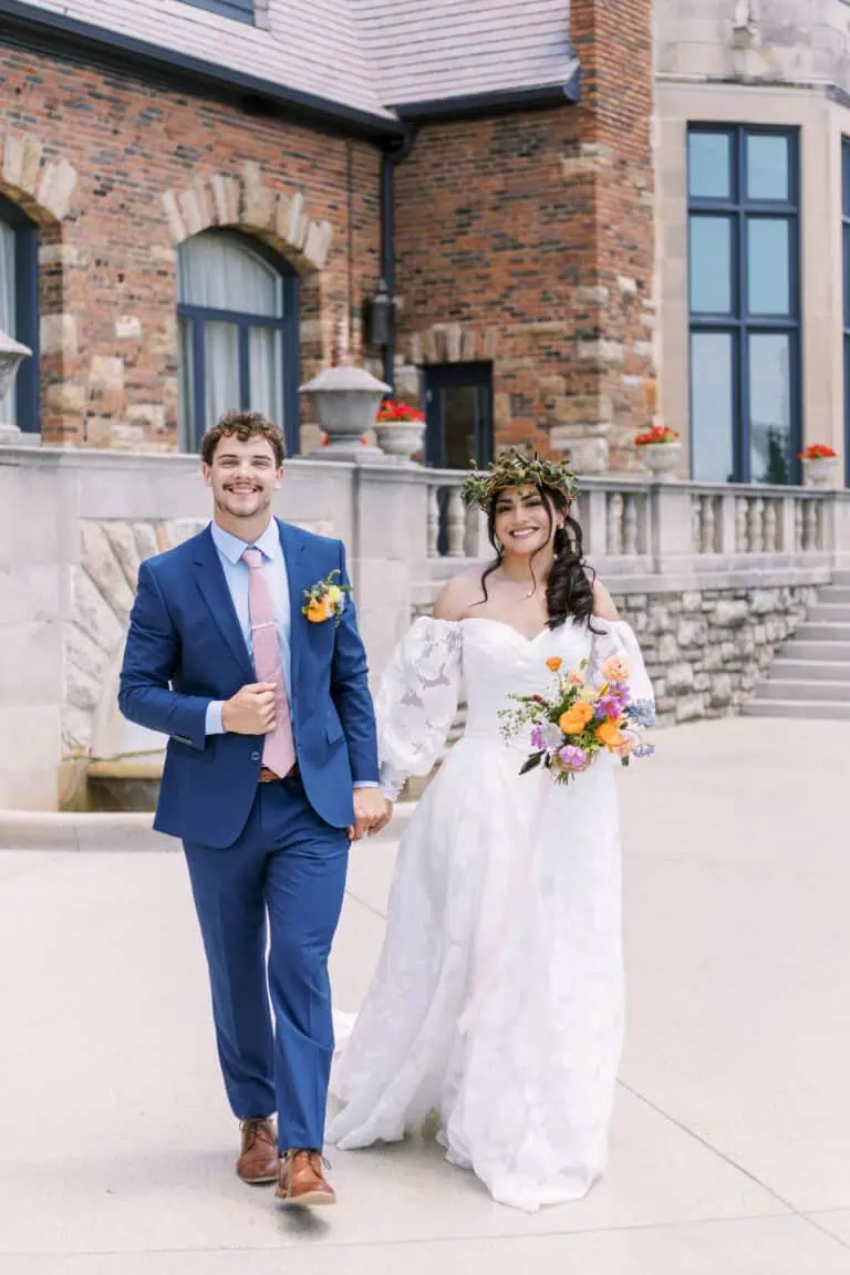 image of bride and groom in outdoor setting