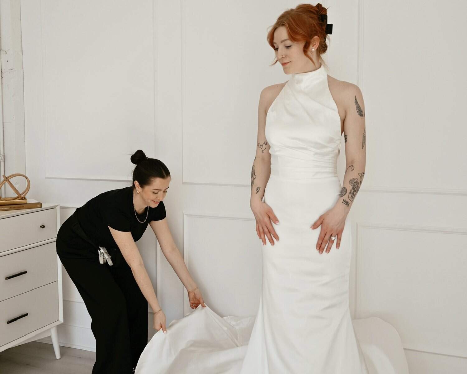 image of the bride and her stylist.