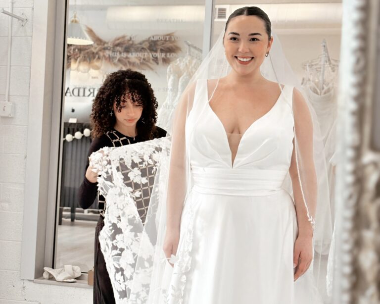 bride in the fitting room