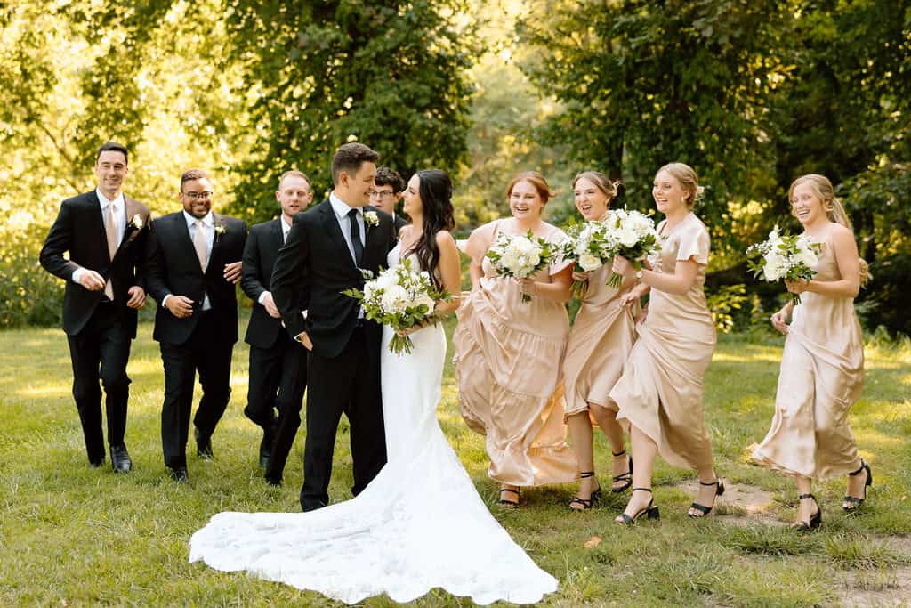 image of bride and groom with their entourage.