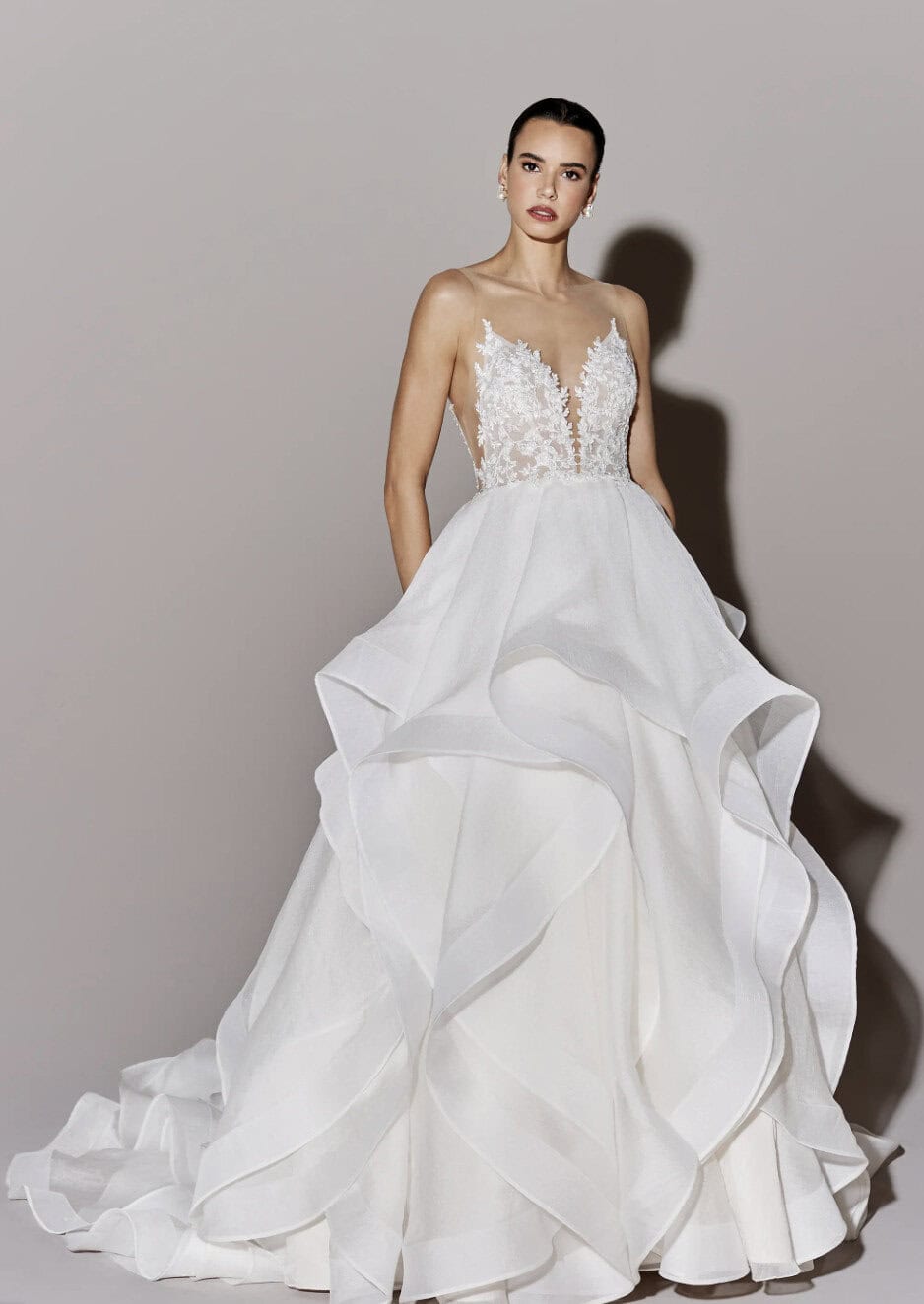 Plunge necklines wedding dress