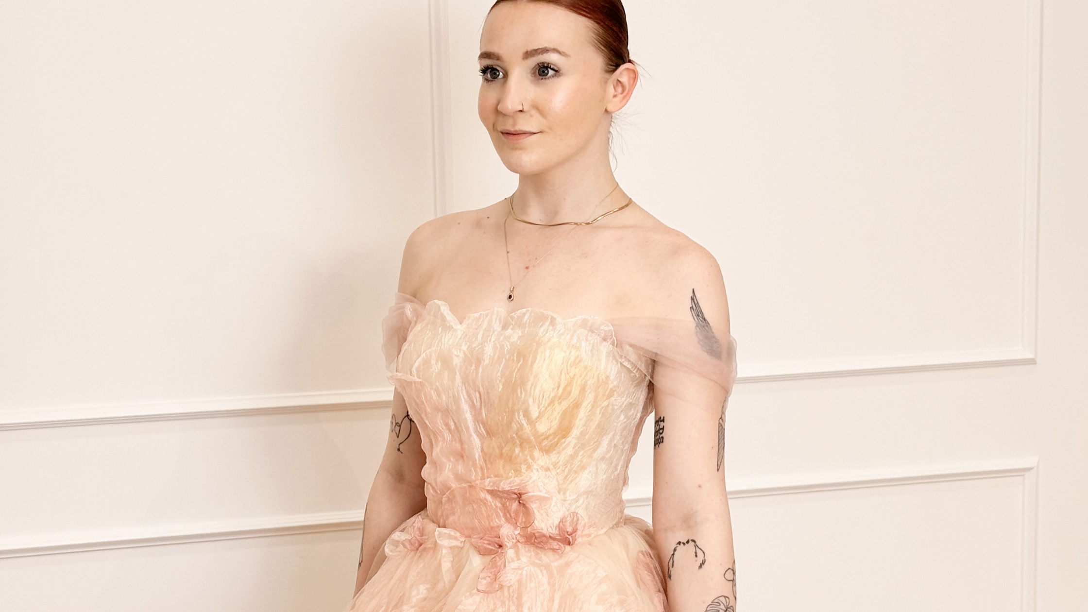 unique pink wedding dress