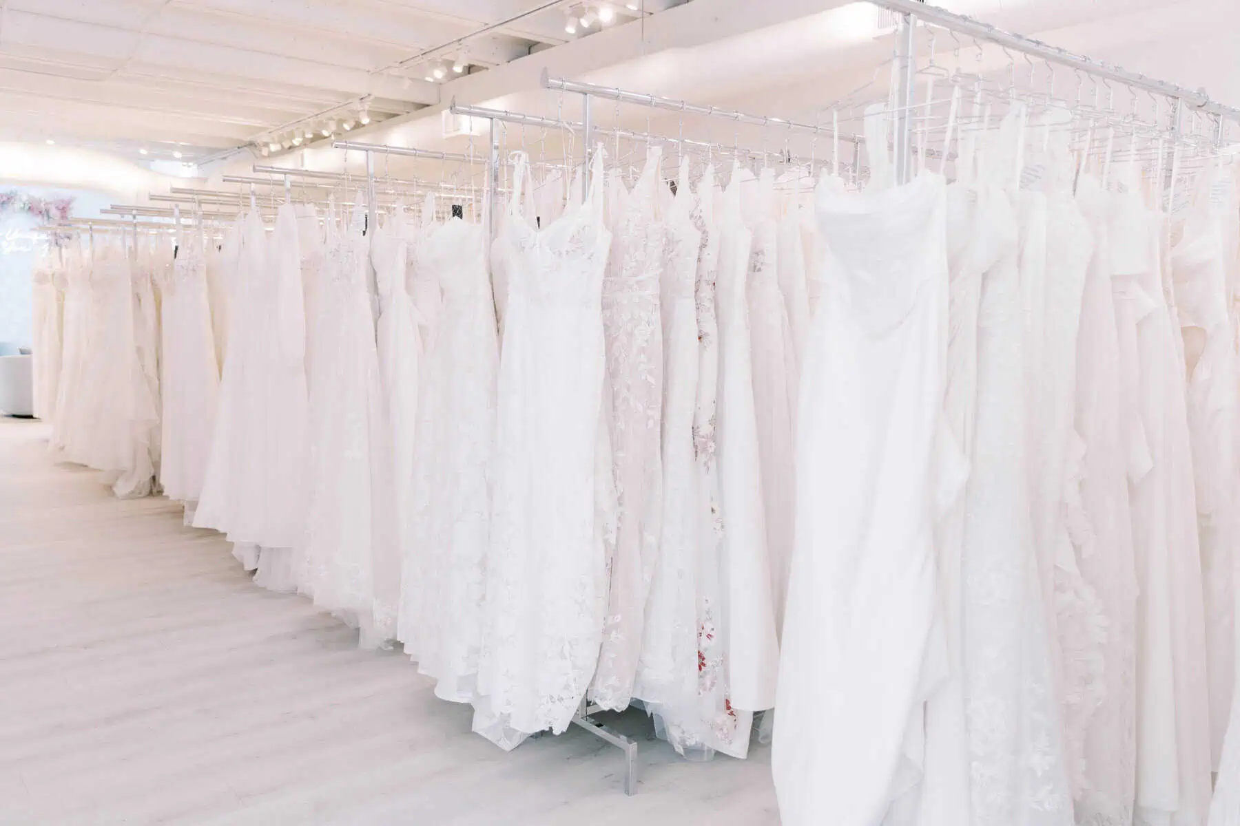 wedding dresses on the rack