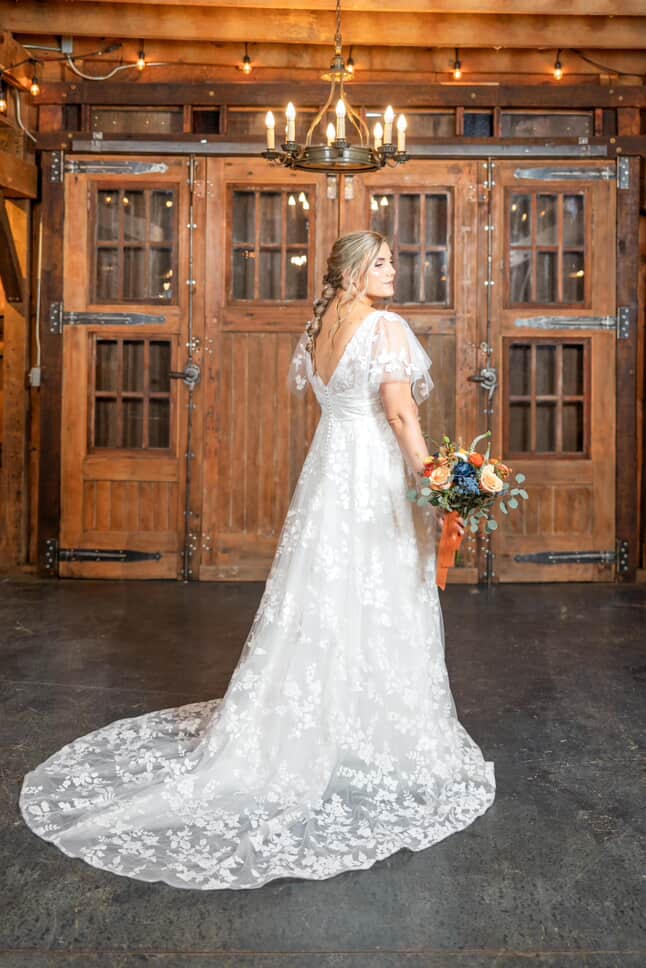 The moment of Rachel right before she walked down the aisle