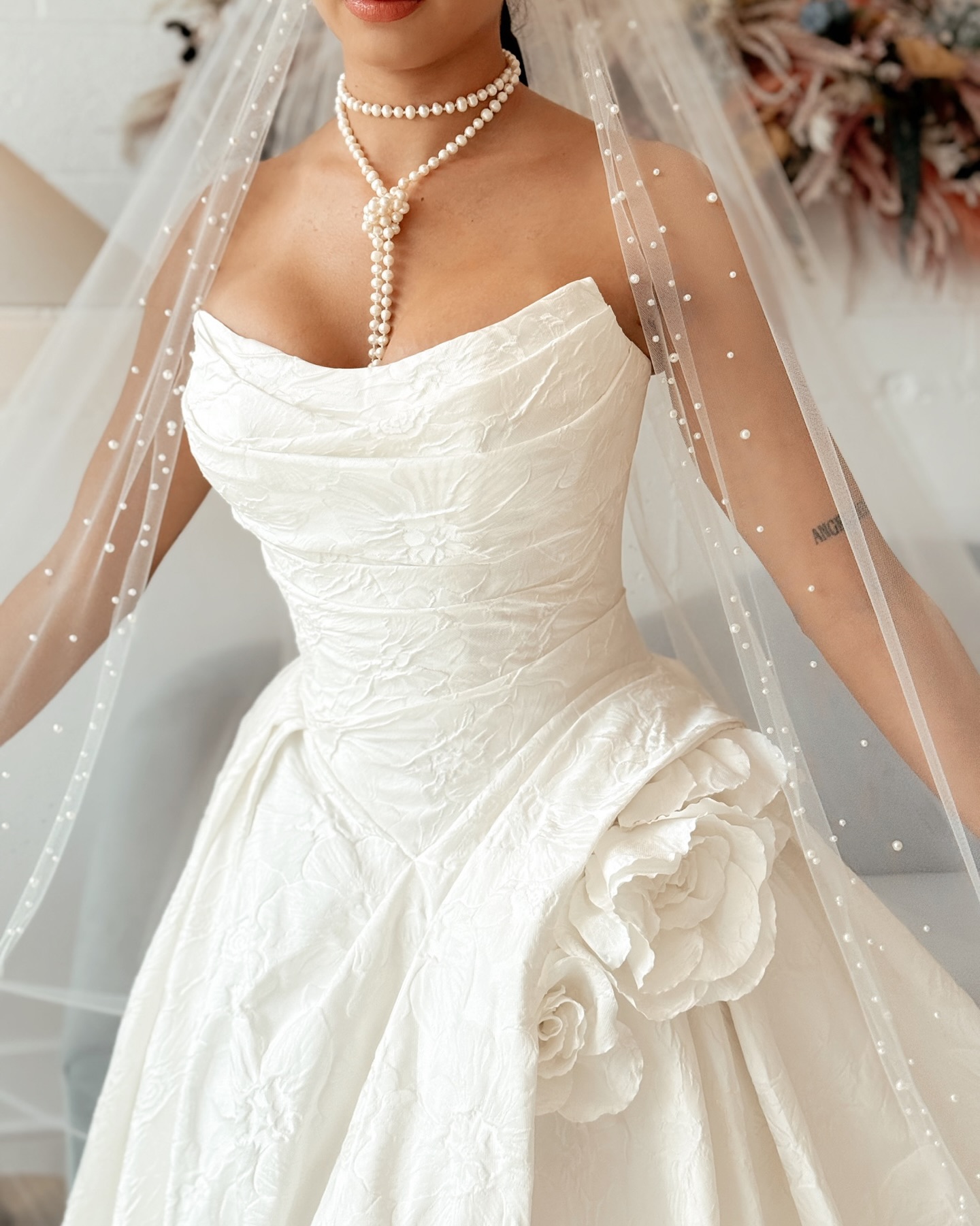 Asymmetrical Waist bridal gown