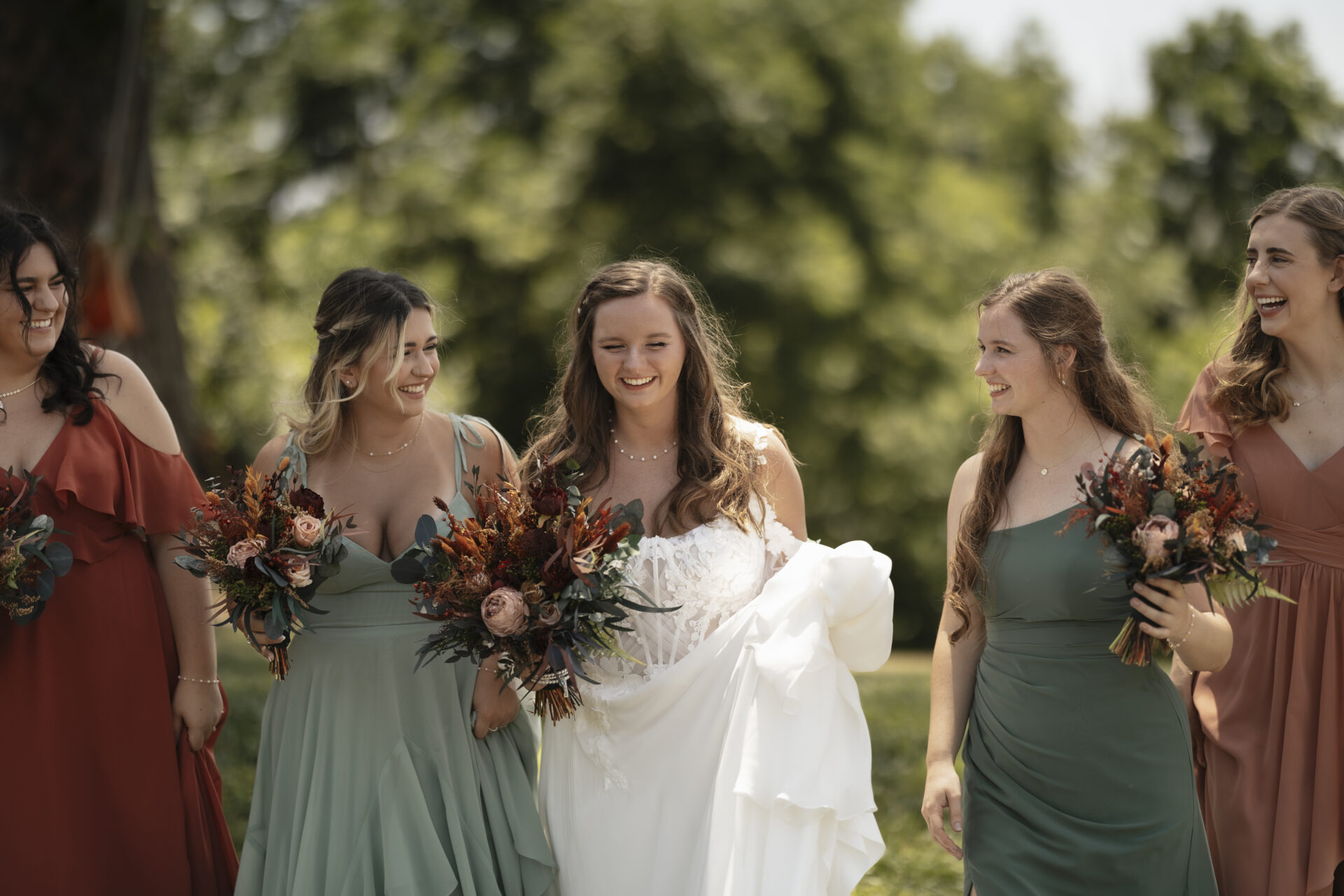 Bride and her bridesmaids