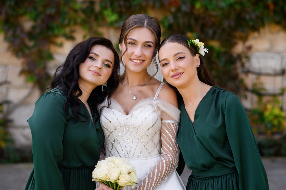 Bride with two bridesmaids.