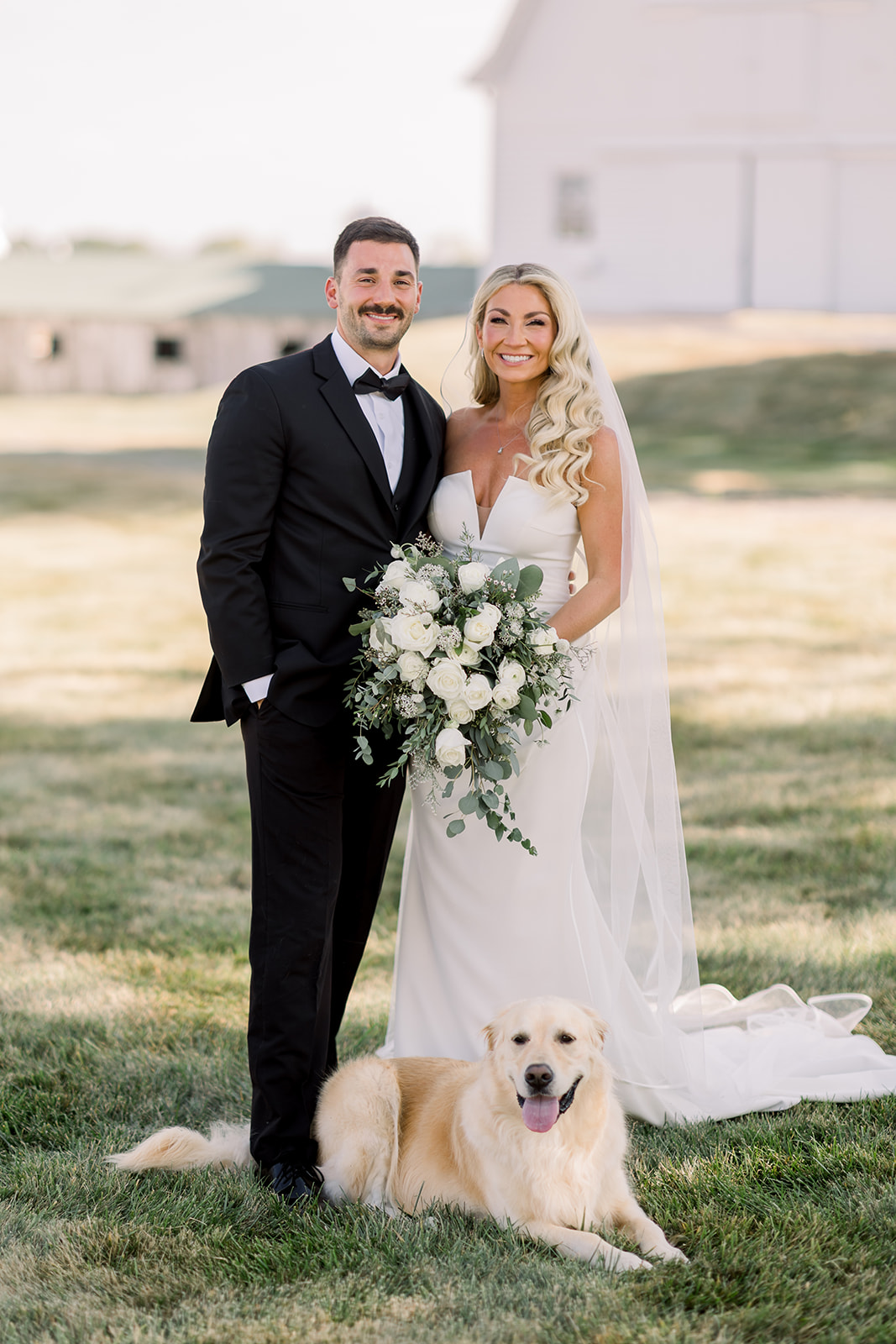 portrait images of Carly and Darik with their pet dog.