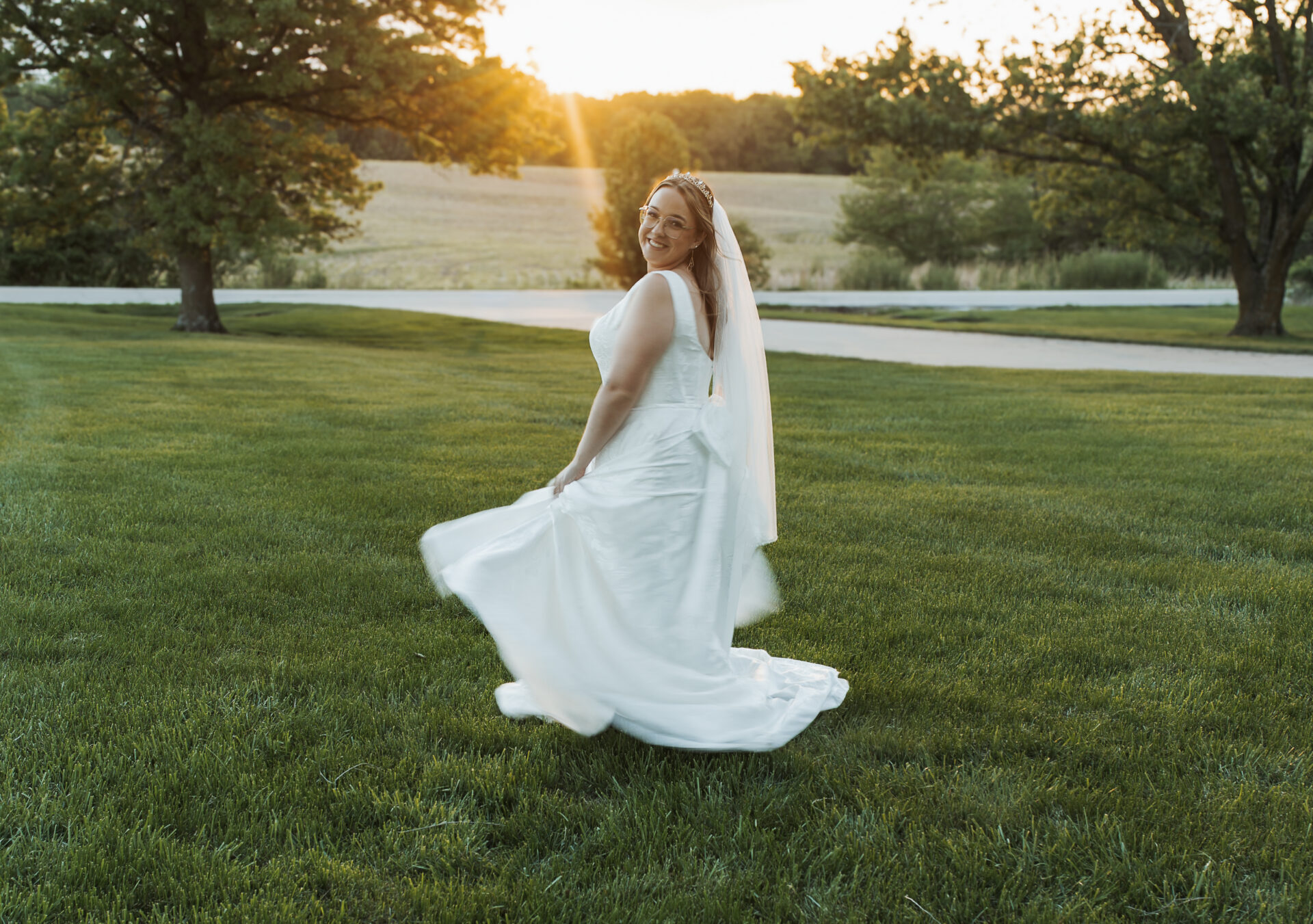 Savvy bride Leah on here wedding gown.