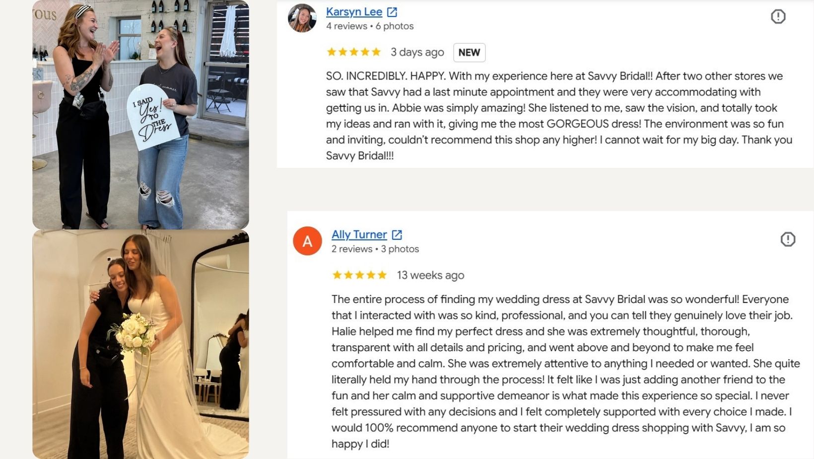 Real words from Savvy Bridal brides about the stylists who helped make their experience memorable.